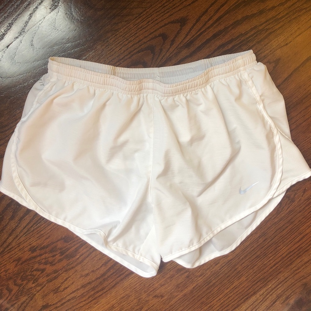 White nike dri fit running shorts